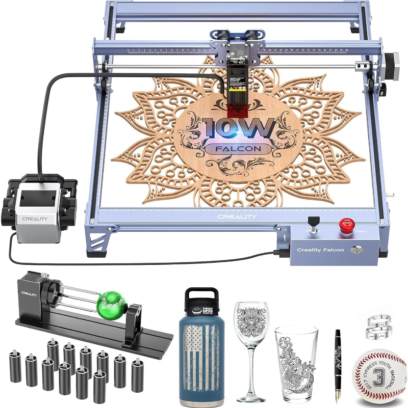 Creality CR Falcon Laser Engraver 10W Combo with Rotary Roller and Air Assist